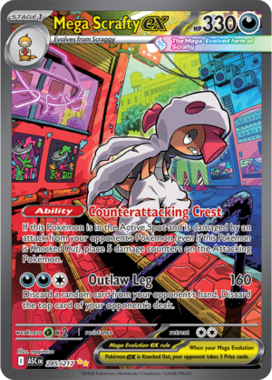 Pokémon TCG Mega Scrafty ex – ASC 285 Special Illustration Rare Holofoil – EN