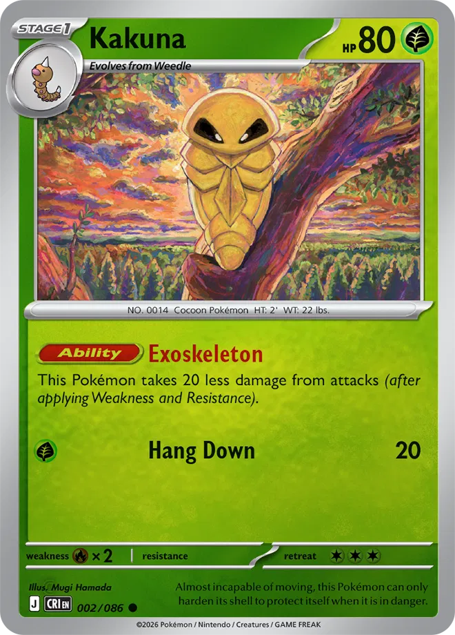 Pokémon TCG Kakuna – CRI 002 Common Reverse Holofoil – EN