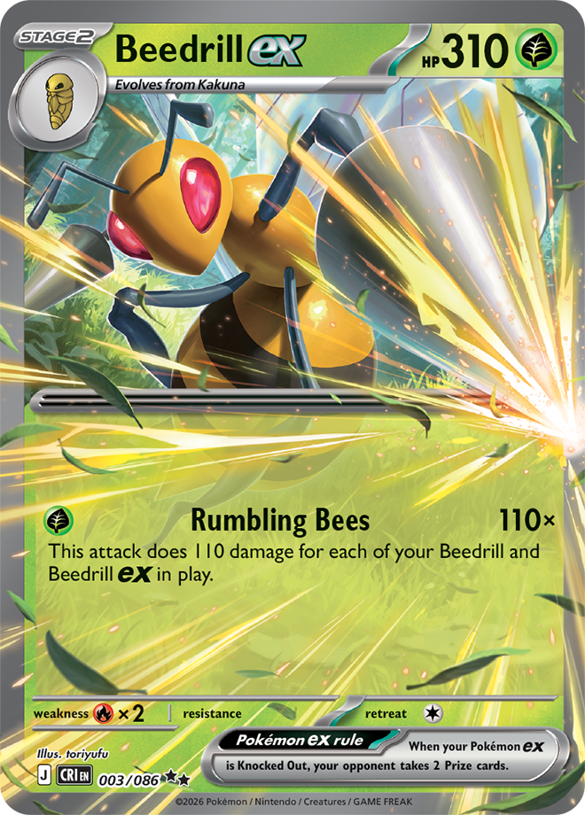 Pokémon TCG Beedrill ex – CRI 003 Double Rare Holofoil – EN