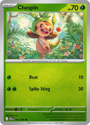 Pokémon TCG Chespin – CRI 005 Common Reverse Holofoil – EN