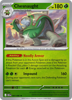 Pokémon TCG Chesnaught – CRI 007 Rare Reverse Holofoil – EN