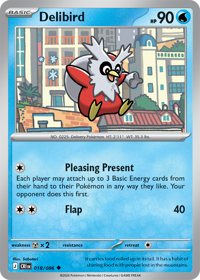 Pokémon TCG Delibird – CRI 018 Uncommon Regular – EN