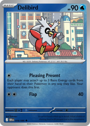 Pokémon TCG Delibird – CRI 018 Uncommon Reverse Holofoil – EN