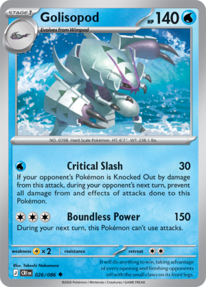 Pokémon TCG Golisopod – CRI 026 Uncommon Regular – EN