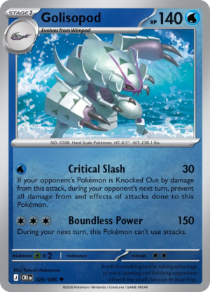 Pokémon TCG Golisopod – CRI 026 Uncommon Reverse Holofoil – EN