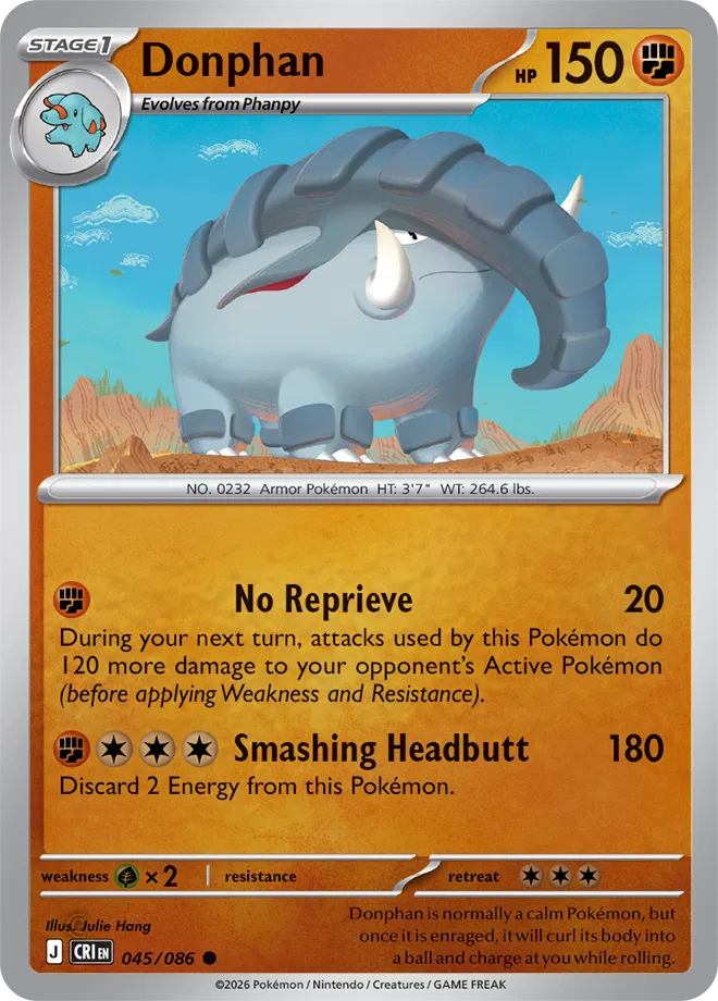 Pokémon TCG Donphan – CRI 045 Common Reverse Holofoil – EN