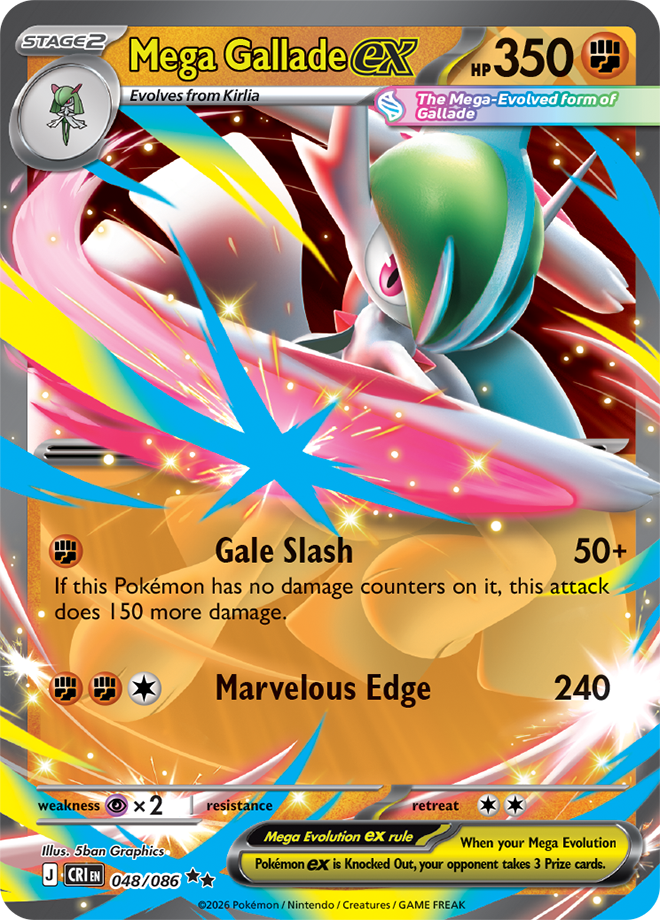 Pokémon TCG Mega Gallade ex – CRI 048 Double Rare Holofoil – EN