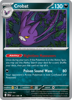Pokémon TCG Crobat – CRI 051 Rare Holofoil – EN