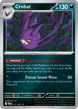 Pokémon TCG Crobat – CRI 051 Rare Reverse Holofoil – EN