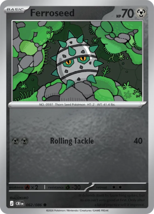 Pokémon TCG Ferroseed – CRI 062 Common Reverse Holofoil – EN