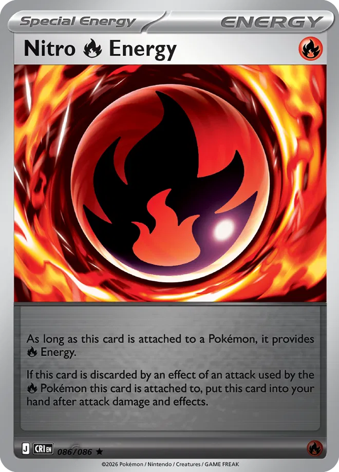 Pokémon TCG Nitro Fire Energy – CRI 086 Rare Reverse Holofoil – EN