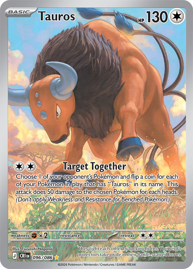 Pokémon TCG Tauros – CRI 096 Illustration Rare Holofoil – EN