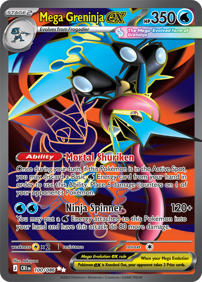 Pokémon TCG Mega Greninja ex – CRI 100 Ultra Rare Holofoil – EN