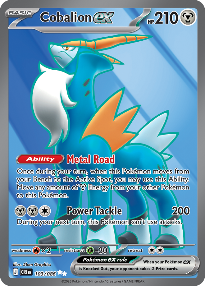 Pokémon TCG Cobalion ex – CRI 103 Ultra Rare Holofoil – EN
