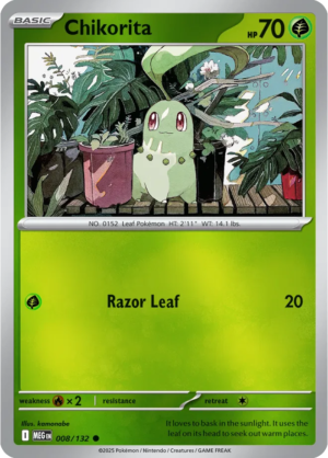Pokémon TCG Chikorita – MEG 008/132 Common Reverse Holofoil – EN