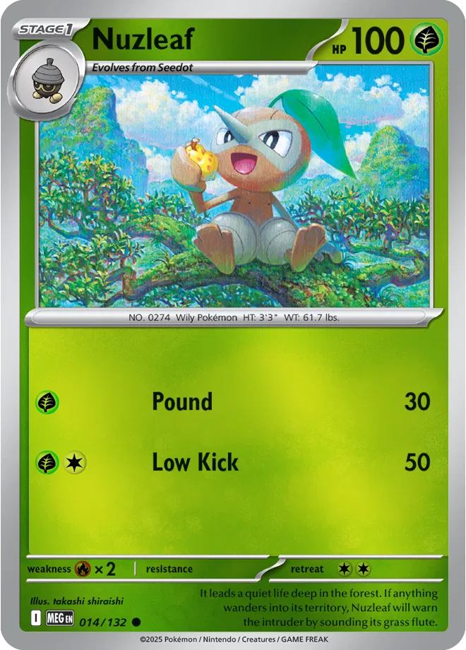 Pokémon TCG Nuzleaf – MEG 014/132 Common Reverse Holofoil – EN