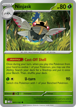 Pokémon TCG Ninjask – MEG 017/132 Uncommon Reverse Holofoil – EN
