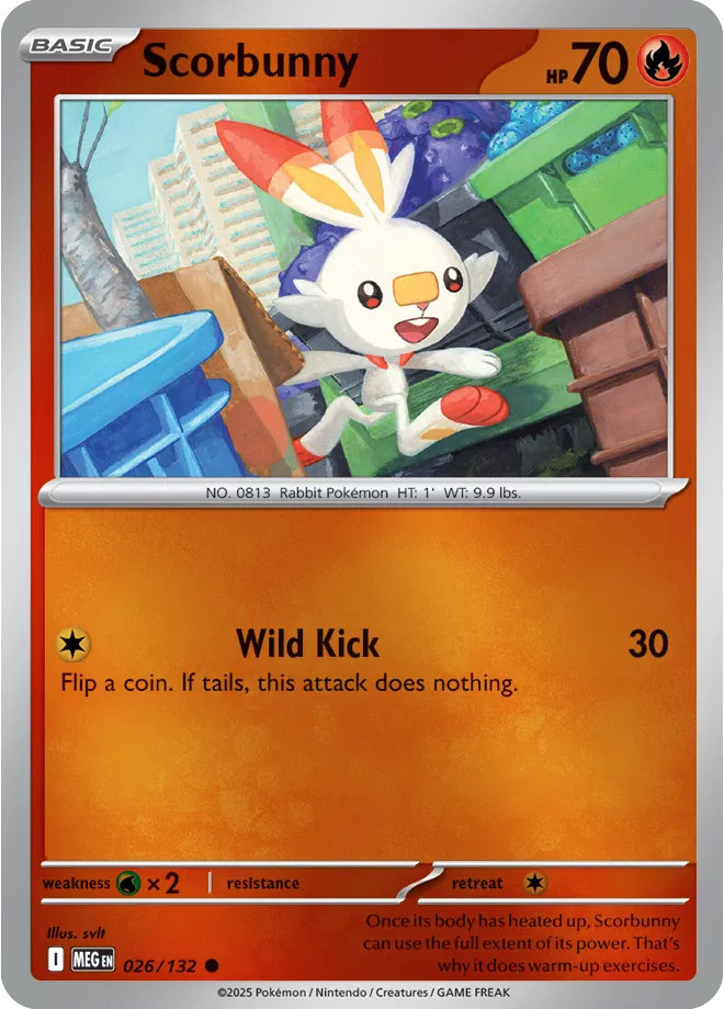Pokémon TCG Scorbunny – MEG 026/132 Common Reverse Holofoil – EN