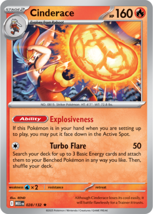 Pokémon TCG Cinderace – MEG 028/132 Rare Holofoil – EN