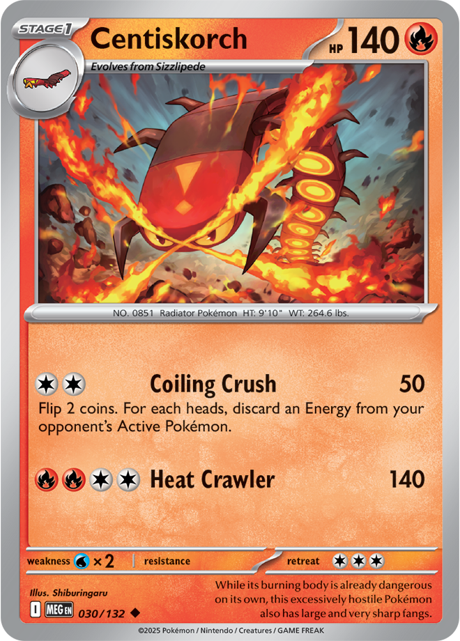 Pokémon TCG Centiskorch – MEG 030/132 Uncommon Regular – EN