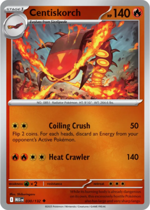 Pokémon TCG Centiskorch – MEG 030/132 Uncommon Reverse Holofoil – EN