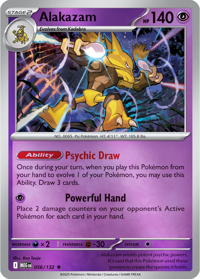 Pokémon TCG Alakazam – MEG 056/132 Rare Reverse Holofoil – EN