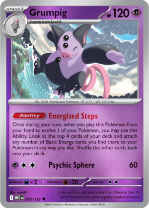 Pokémon TCG Grumpig – MEG 063/132 Uncommon Reverse Holofoil – EN
