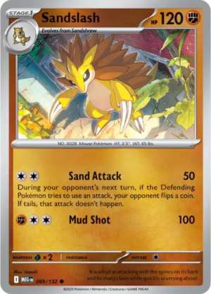 Pokémon TCG Sandslash – MEG 069/132 Common Reverse Holofoil – EN