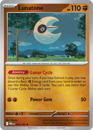 Pokémon TCG Lunatone – MEG 074/132 Rare Reverse Holofoil – EN