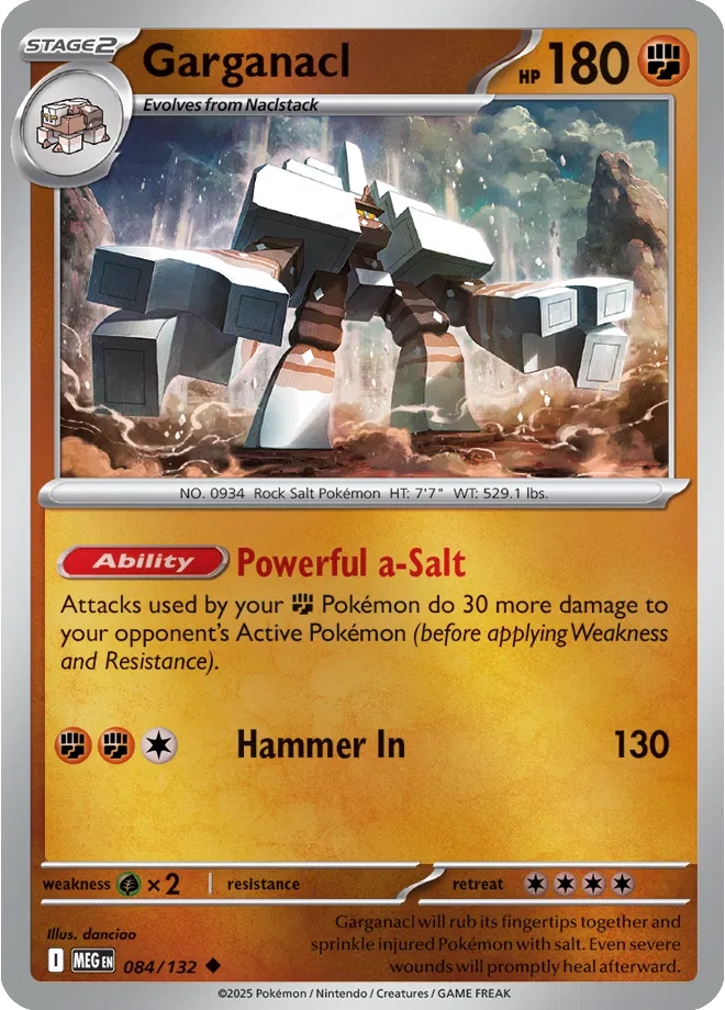 Pokémon TCG Garganacl – MEG 084/132 Uncommon Reverse Holofoil – EN