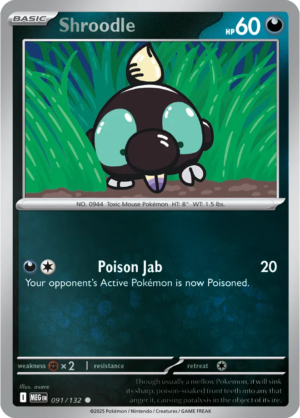 Pokémon TCG Shroodle – MEG 091/132 Common Reverse Holofoil – EN