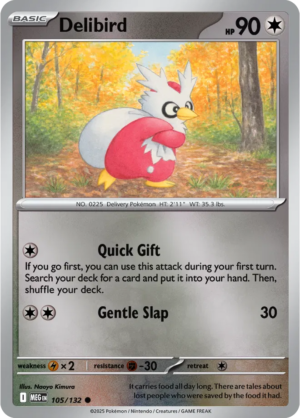 Pokémon TCG Delibird – MEG 105/132 Common Reverse Holofoil – EN