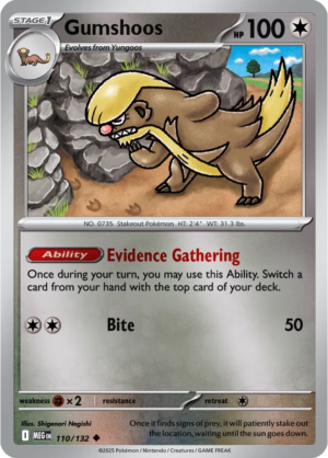 Pokémon TCG Gumshoos – MEG 110/132 Uncommon Reverse Holofoil – EN