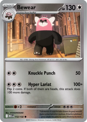 Pokémon TCG Bewear – MEG 112/132 Common Reverse Holofoil – EN