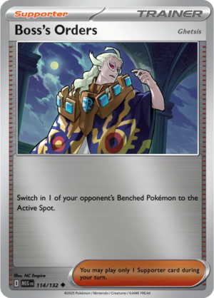 Pokémon TCG Boss's Orders [Ghetsis] – MEG 114/132 Uncommon Reverse Holofoil – EN