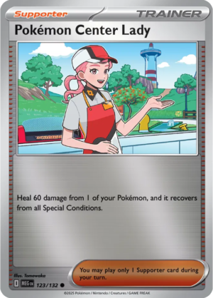 Pokémon TCG Pokémon Center Lady – MEG 123/132 Common Reverse Holofoil – EN