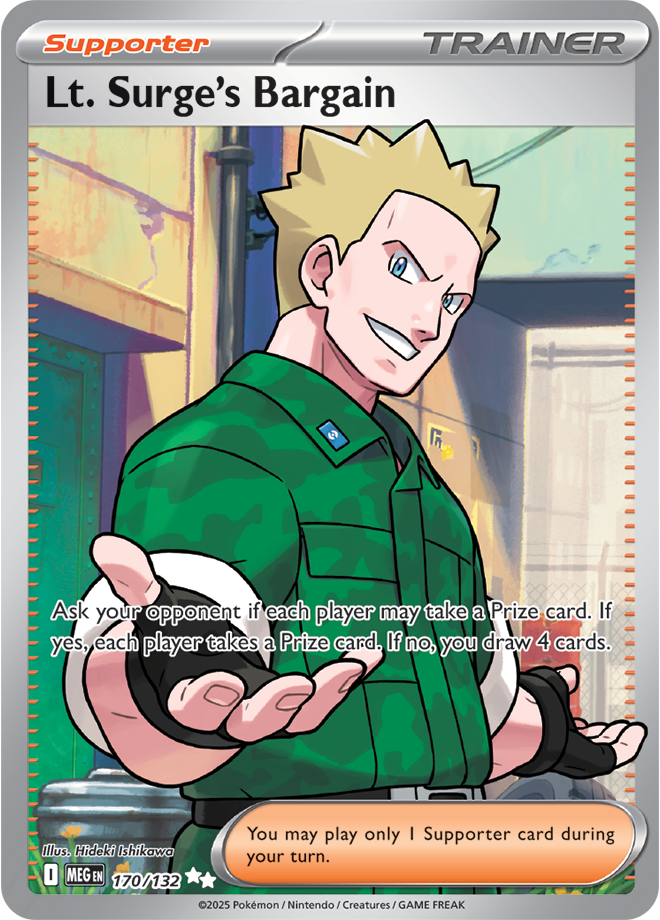 Pokémon TCG Lt. Surge's Bargain – MEG 170/132 Ultra Rare Holofoil – EN
