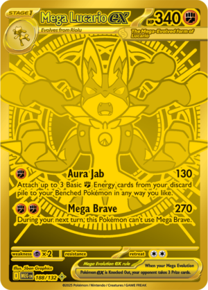 Pokémon TCG Mega Lucario ex – MEG 188/132 Mega Hyper Rare Holofoil – EN