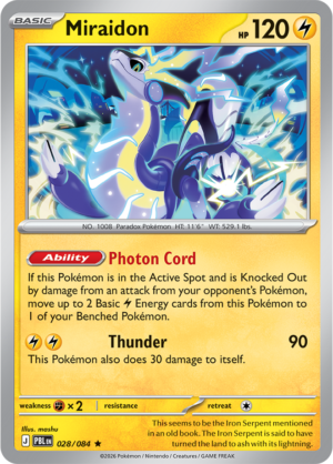 Pokémon TCG Miraidon – PBL 028 Rare Reverse Holofoil – EN