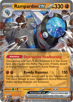 Pokémon TCG Rampardos ex – PBL 045 Double Rare Holofoil – EN