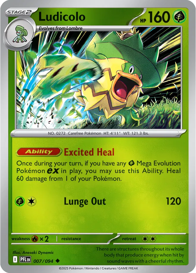 Pokémon TCG Ludicolo – PFL 007 Uncommon Reverse Holofoil – EN