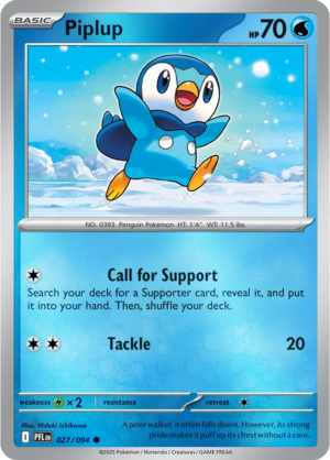 Pokémon TCG Piplup – PFL 027 Common Reverse Holofoil – EN