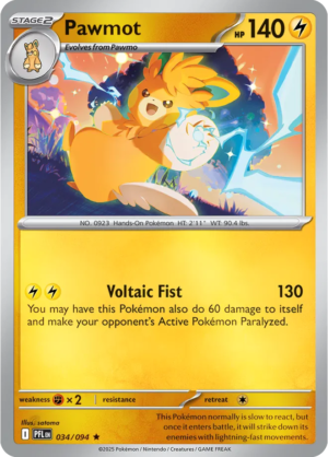 Pokémon TCG Pawmot – PFL 034 Rare Reverse Holofoil – EN