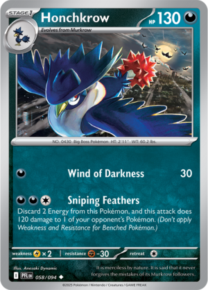 Pokémon TCG Honchkrow – PFL 058 Uncommon Regular – EN