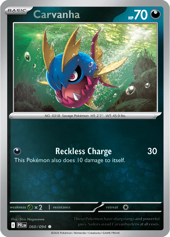 Pokémon TCG Carvanha – PFL 060 Common Reverse Holofoil – EN