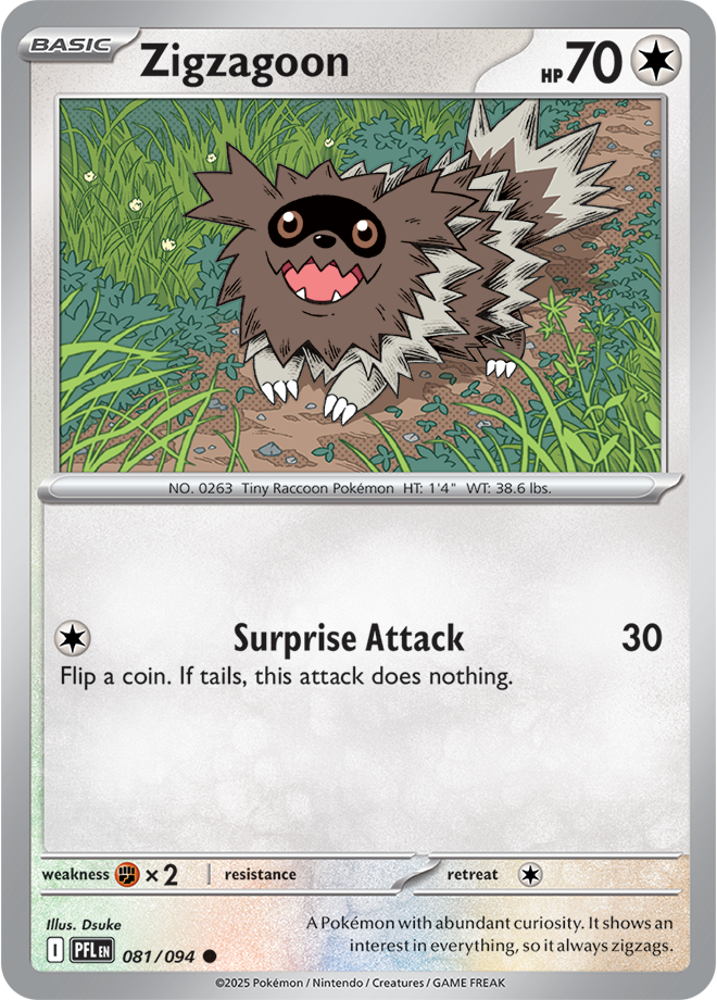 Pokémon TCG Zigzagoon – PFL 081 Common Regular – EN