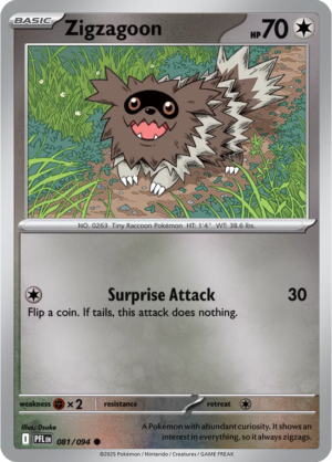 Pokémon TCG Zigzagoon – PFL 081 Common Reverse Holofoil – EN