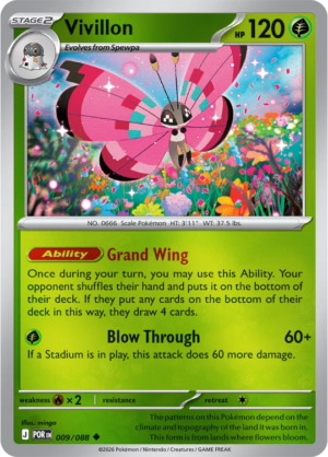 Pokémon TCG Vivillon – POR 009 Uncommon Reverse Holofoil – EN