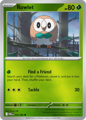 Pokémon TCG Rowlet – POR 010 Common Reverse Holofoil – EN