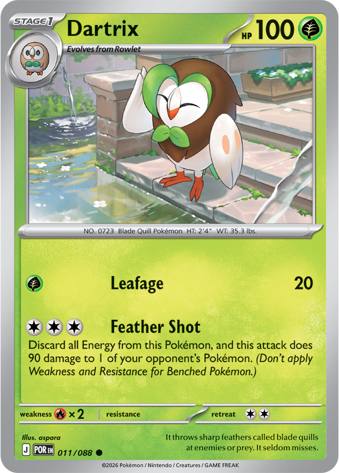 Pokémon TCG Dartrix – POR 011 Common Regular – EN